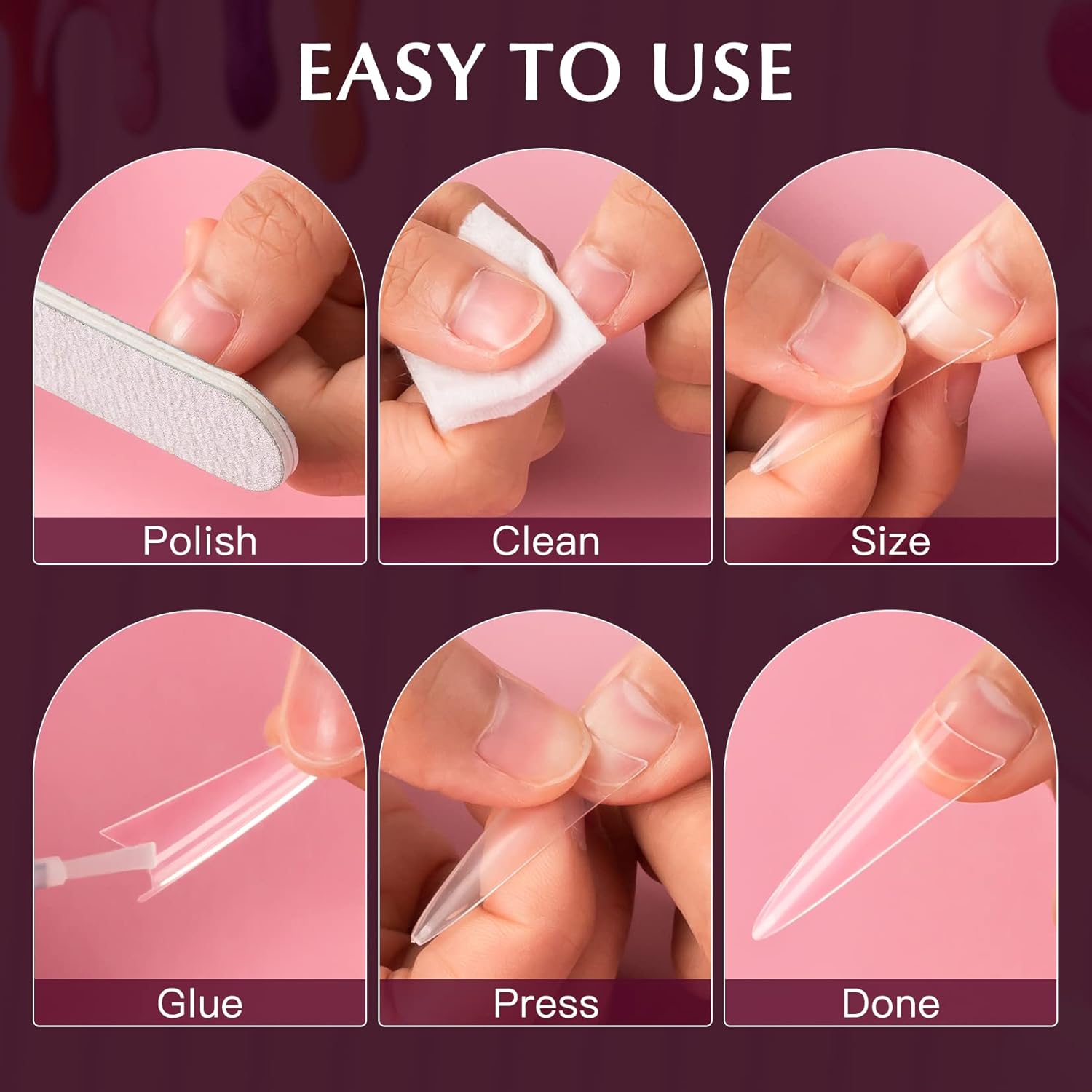 krofaue Extra Long Stiletto Nail Tips - 500PCS False Clear Nais with 10 Sizes Half Cover Pointed Press On Artificial Acrylic for Salon DIY, XL - Image 4