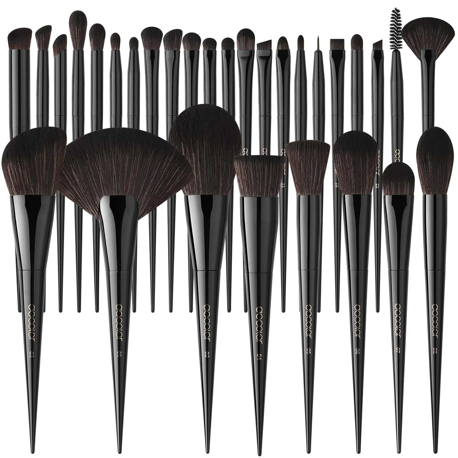 Docolor Makeup Brushes Set Professional 30Pcs Obsidian Makeup Brushes Premium Synthetic Powder Kabuki Foundation Contour Blush Concealer Eye Shadow Blending Eyeliner Crease Eyebrow Make Up Brush Kit - Image 9