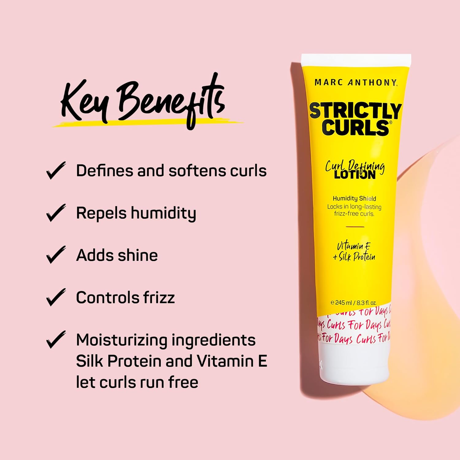 Marc Anthony Curl Defining & Enhancing Lotion, Strictly Curls - Moisturizing Detangler with Vitamin E & Silk Protein for Long-Lasting Frizz-Free - Bounce & Shine For Wavy, Dry or Damaged Hair - Image 3