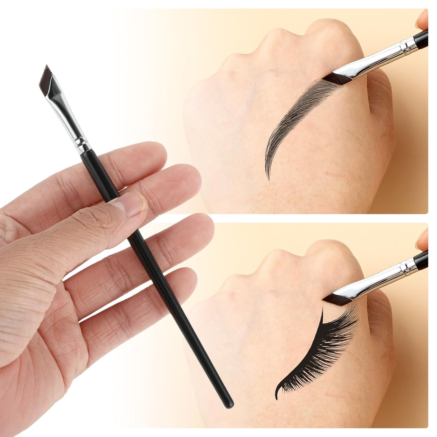 6Pcs Angled Eyeliner Brush Set, Ultra Thin Precision Eyeshadow Makeup Brushes Set Angled Brow Brush Makeup Tools for Eyeshadow Eyebrow Cosmetics - Image 6