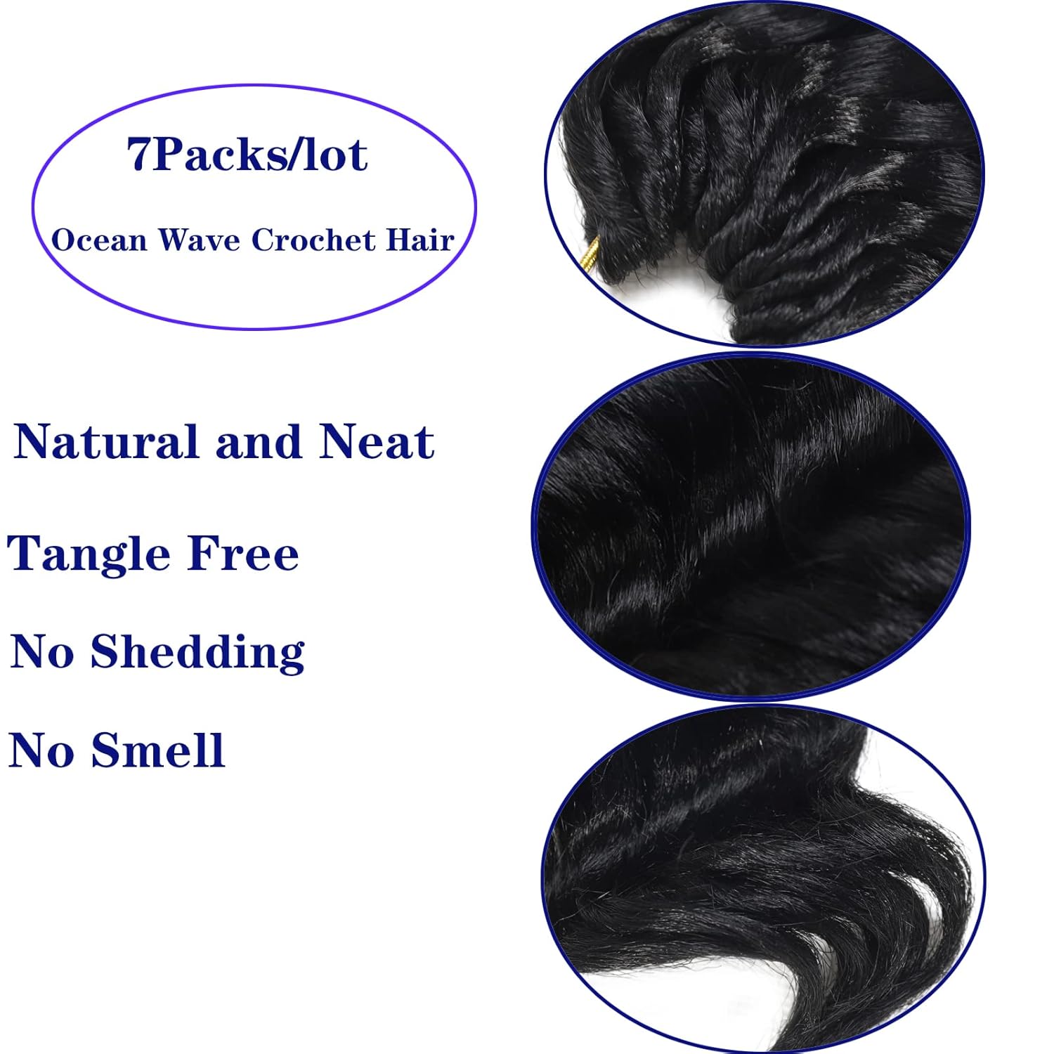 Ocean Wave Crochet Hair 9 Inch Curly Crochet Hair Ocean Wave 7 Packs Deep Wave Short Wavy Crochet Braids Hair Extensions for Women Water Wave - Image 4
