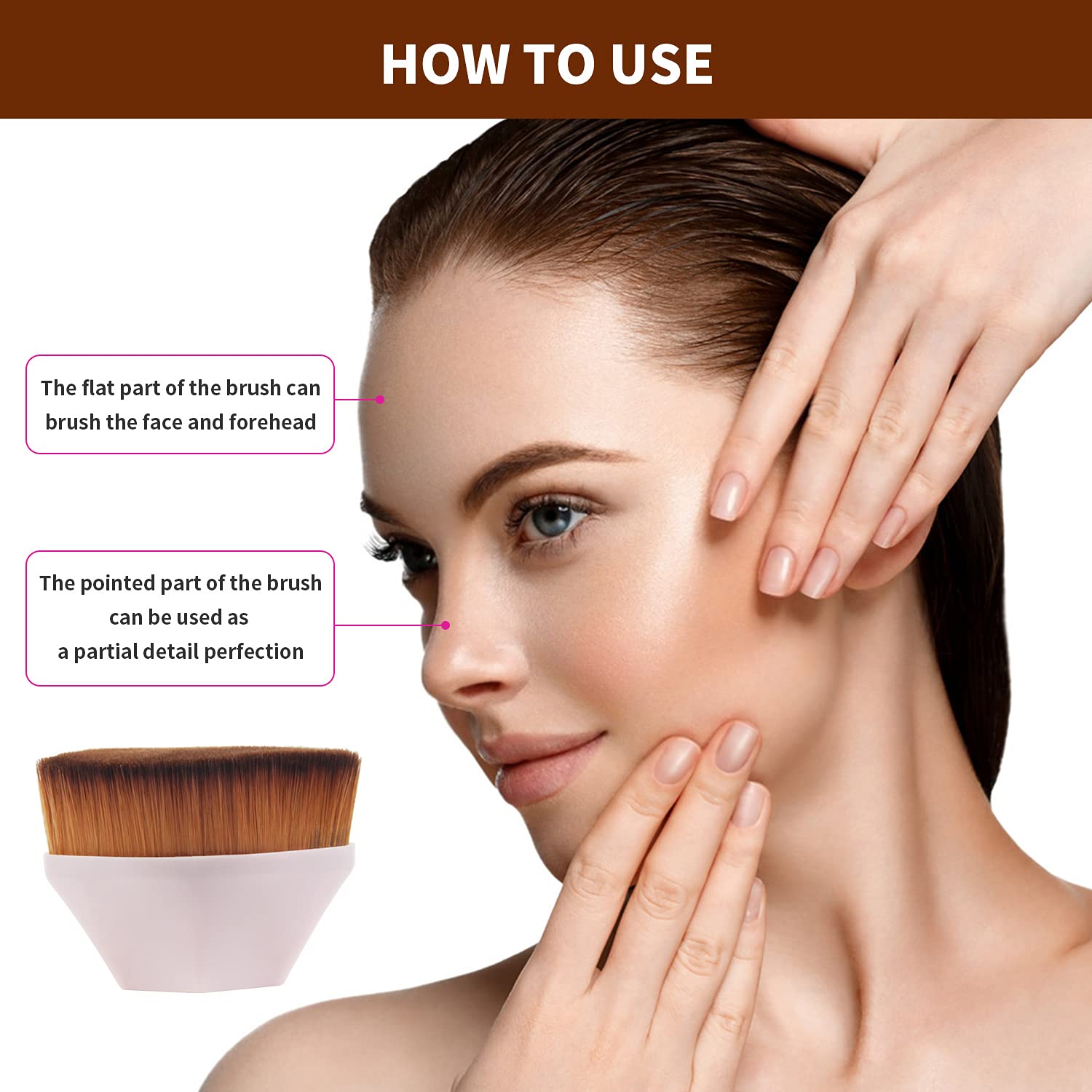 BEAHOT 4 Pack Foundation Makeup Brush - Flat Top Travel Kabuki Brush for Blending Liquid, Cream or Flawless Powder Cosmetics with Protective Case - Image 6