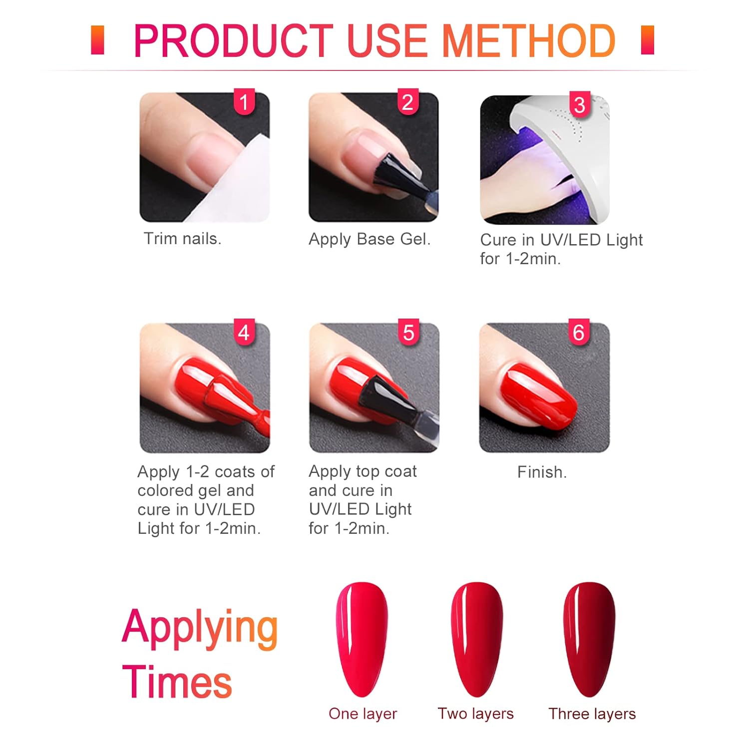 VENALISA 15ml Bright Orange Red Gel Nail Polish, Neon Red Orange Gel Polish Color Soak Off UV LED Nail Gel Polish Nail Art Starter Manicure Salon DIY at Home, 0.53 OZ - Image 7