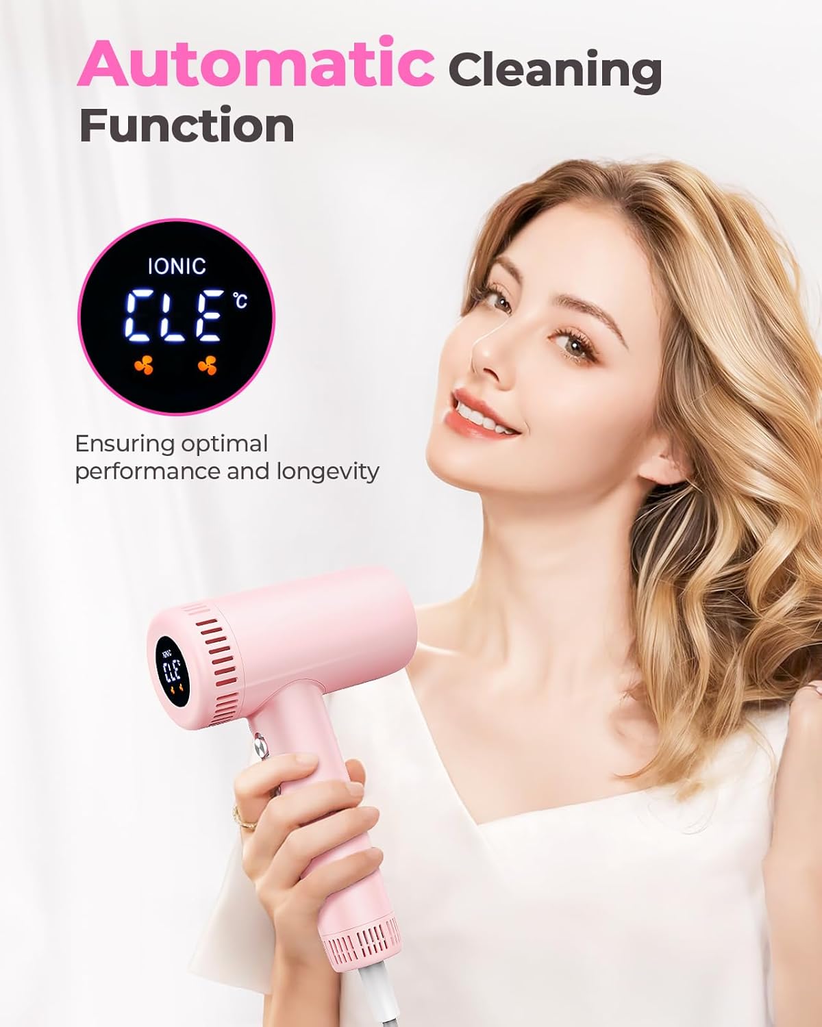 Hair Dryers for Women - 9 Temps Set Ionic Blow Dryer -160,000 RPM High Speed Fast Drying 1 Min, Professional Hairdryer for Smooth, 500 Million Negative Ions, Lightweight 0.8lb for Travel, Auto Clean - Image 7