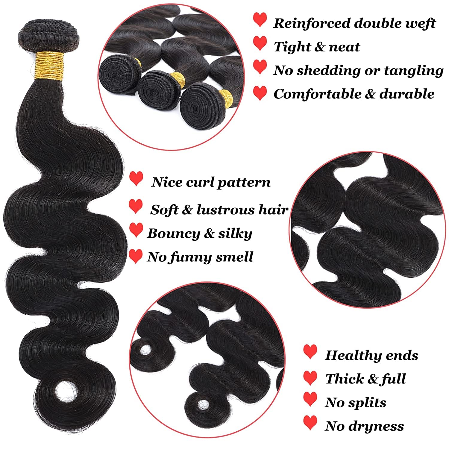 Human Hair Bundles Body Wave Bundles Human Hair 18 20 22 Inch 12A Grade 100% Unprocessed Brazilian Virgin Hair Body Wave 3 Bundles Human Hair Extensions for Black Women Natural Color - Image 3