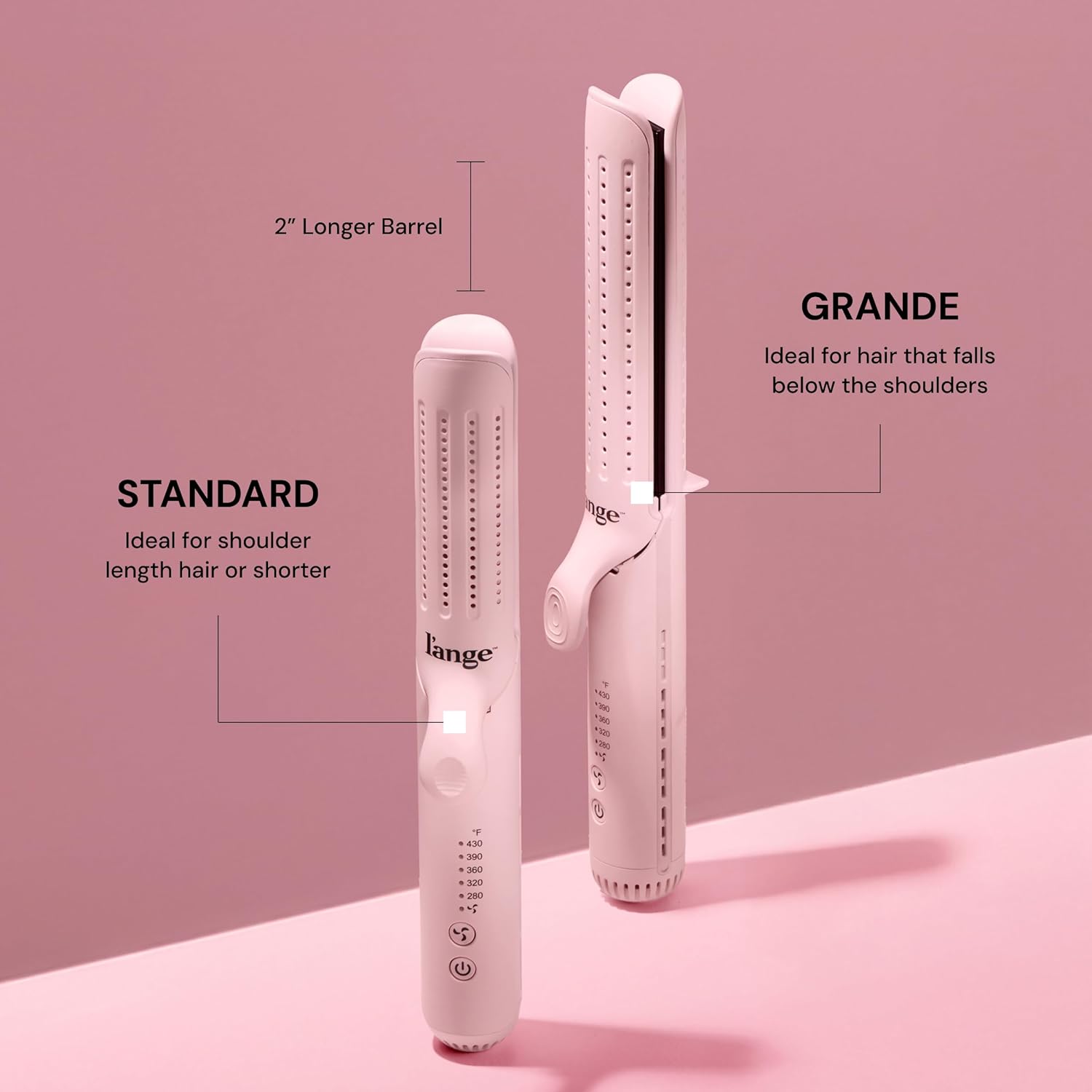 L'ANGE HAIR Le Duo Grande 360° Airflow Styler | 2-in-1 Curling Wand & Titanium Flat Iron Professional Hair Straightener and Curler with Cooling Air Vents to Lock in Style | Adjustable Temp (Blush) - Image 2