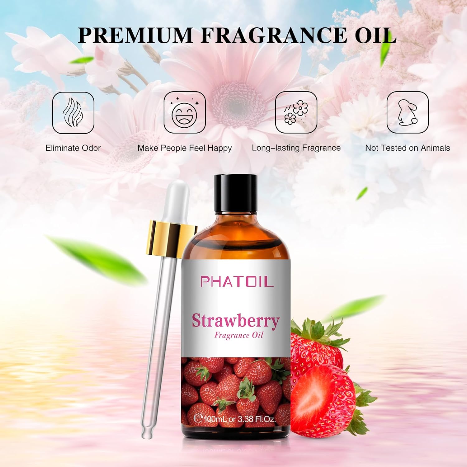 3.38FL.OZ Strawberry Fragrance Oils for Aromatherapy, Essential Oils for Diffusers for Home, Perfect for Diffuser, Yoga, Skin Care, DIY Candle and Soap Making - 100ml - Image 3