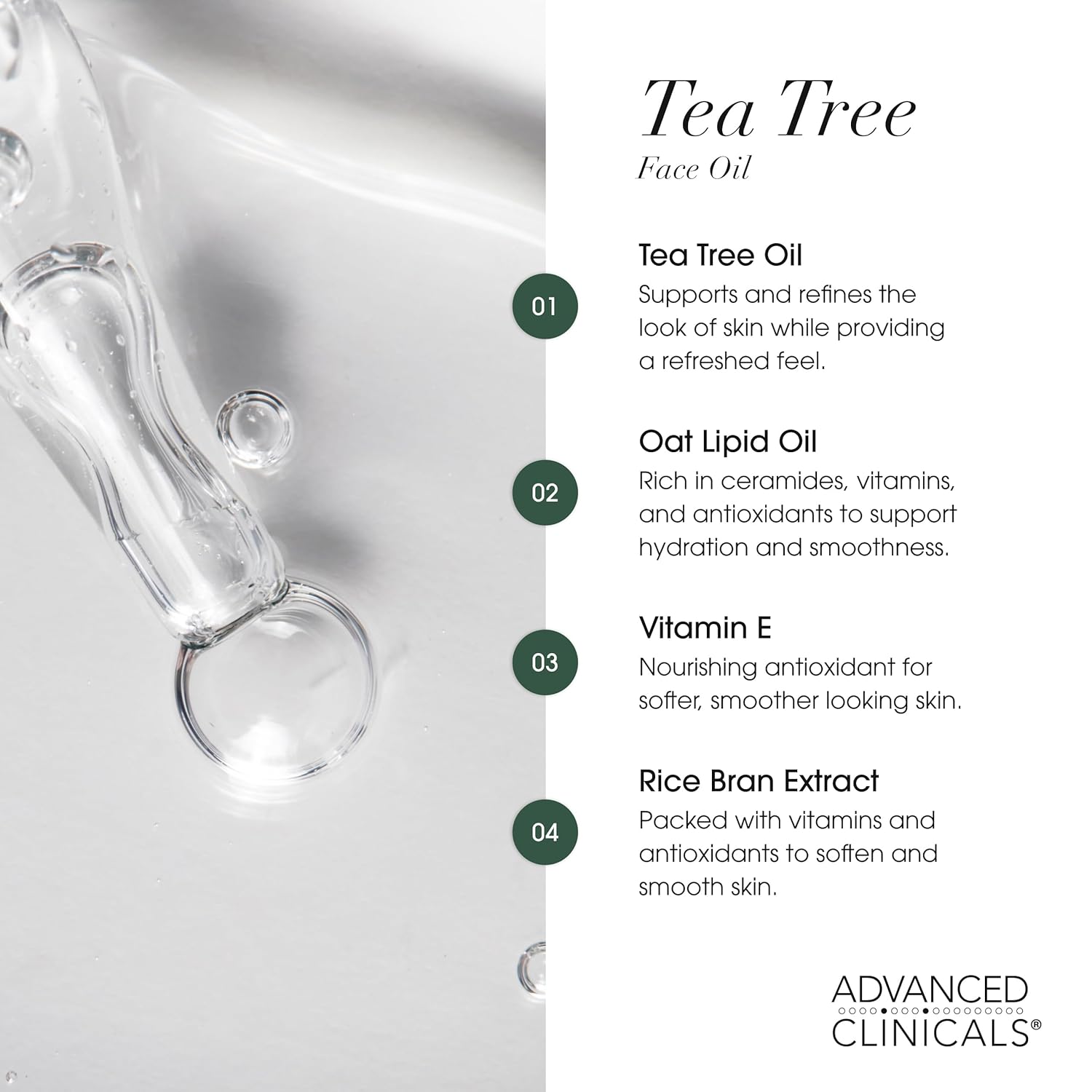 Advanced Clinicals Tea Tree Oil For Skin Facial Serum | Tea Tree Serum For Face With Vitamin E + Botanicals To Help Improve Appearance Of Large Pores & Skin Tone For Smoother Looking Skin, 1.8 Fl Oz - Image 3