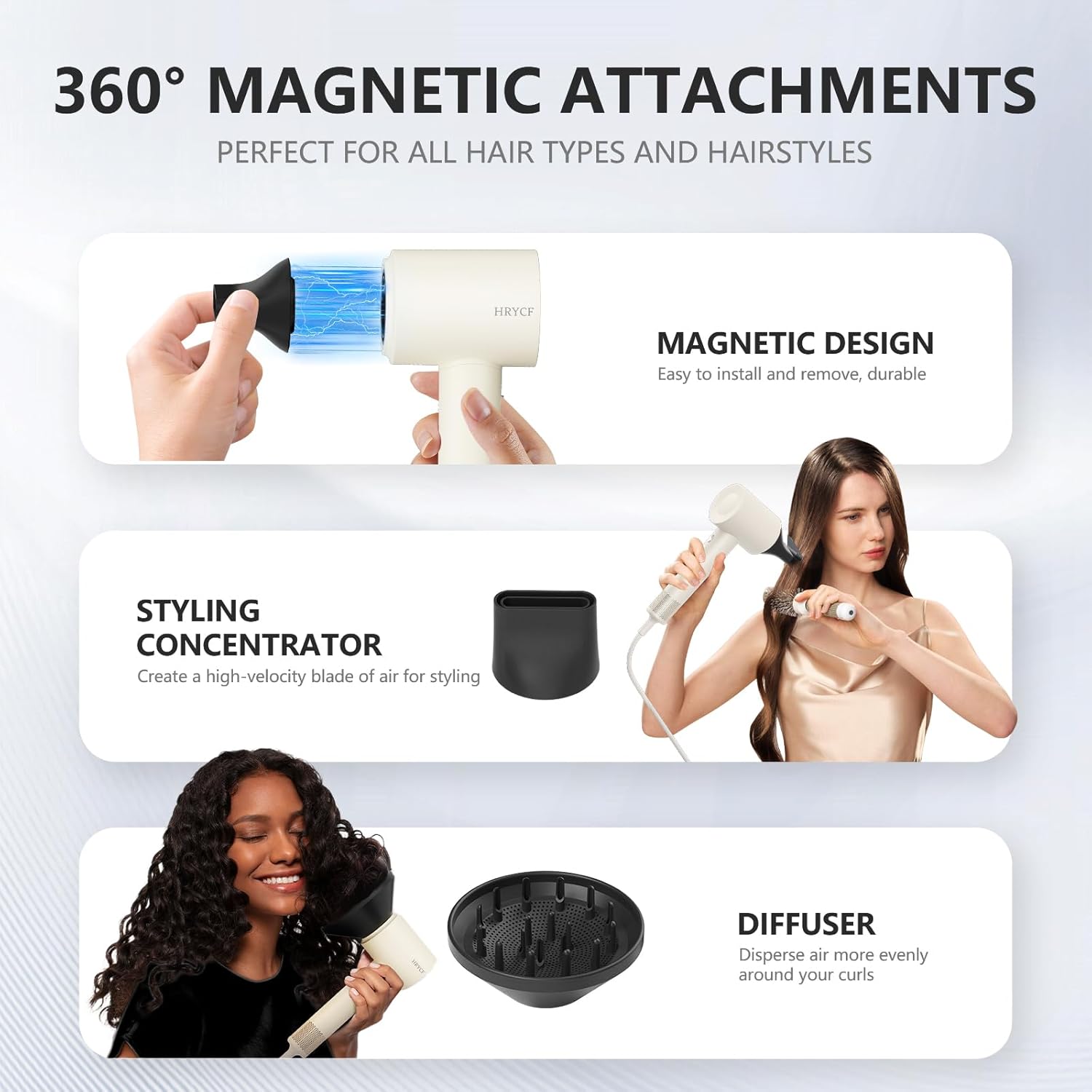Hair Dryer,160000 RPM Blow Dryer with High-Speed Brushless Motor for Fast Drying, Professional Ionic Lightweight Hair Dryers, Thermo-Control Low Noise with Blow Dryers Diffuser & Nozzle - Image 7