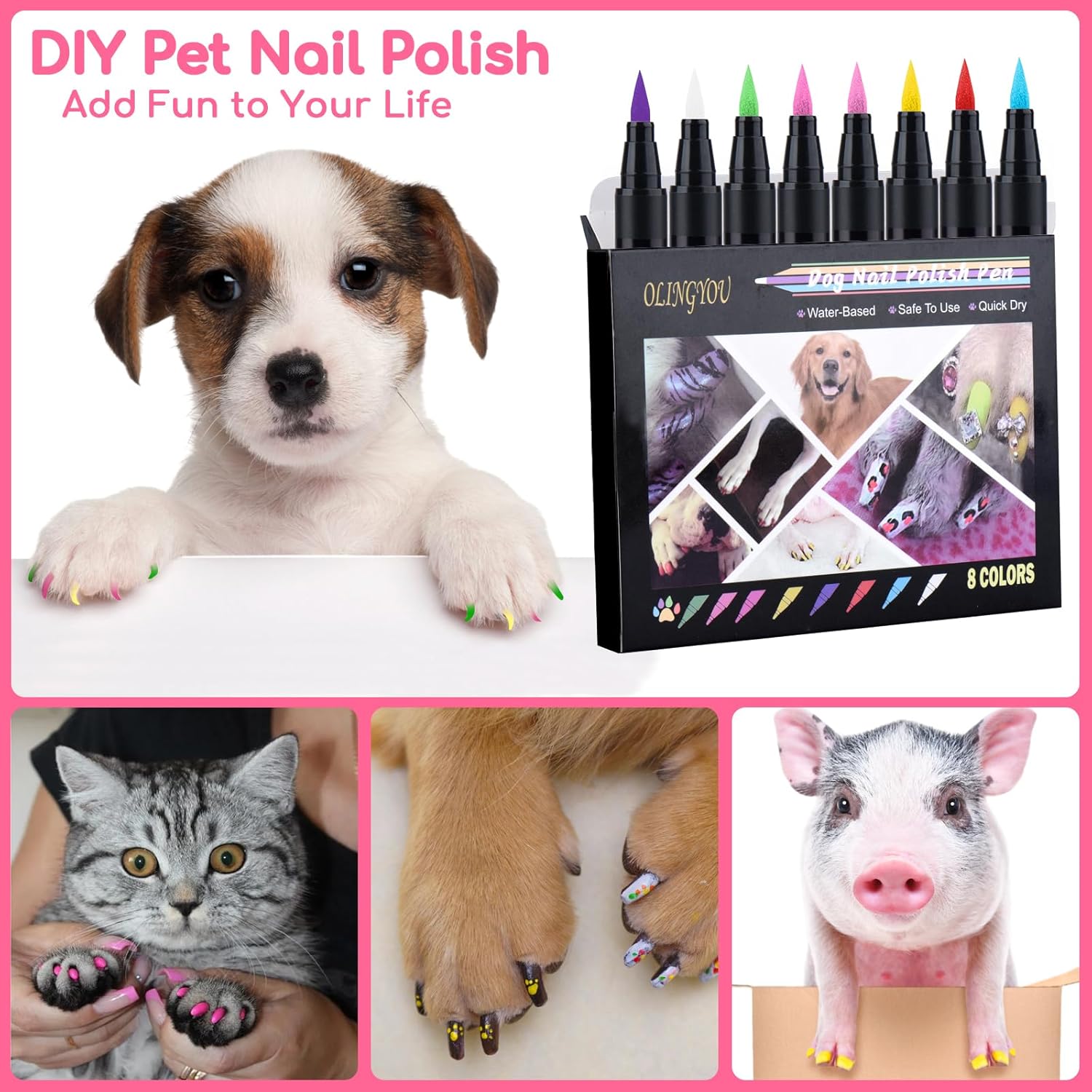 8 Color Dog Nail Polish Set - Non-Toxic, Odorless, Quick Dry, Easy Application - Image 4