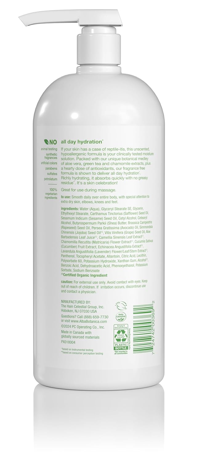 Alba Botanica Daily Moisturizing Lotion, Sensitive Skin, Fragrance Free, 32 Oz (Packaging May Vary) - Image 2