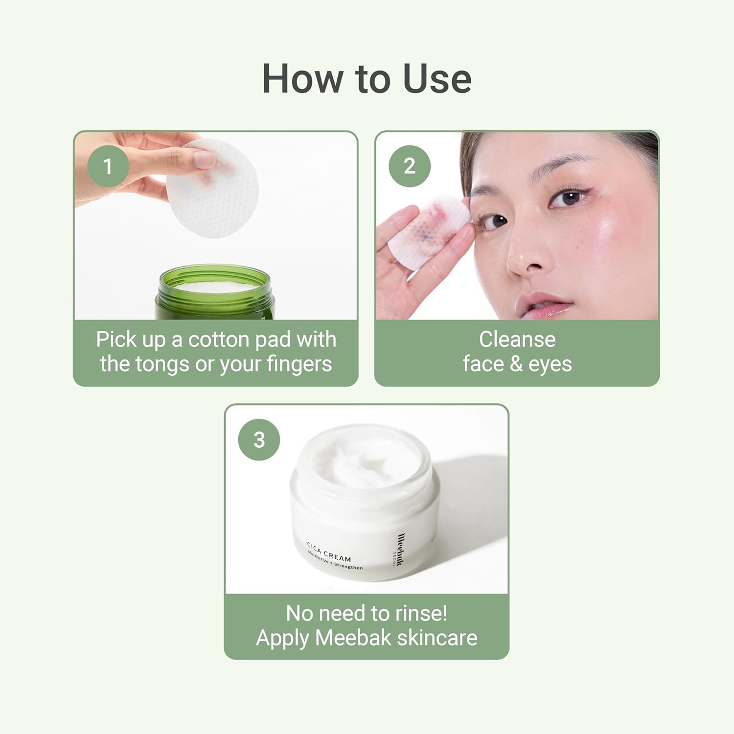 Meebak Cica Cleansing Water Pads | Makeup Remover Pads | Face Cleansing Wipes | Exfoliation Toner Pad | Hydrating & Toning for Sensitive Skin - 80ct - Image 7