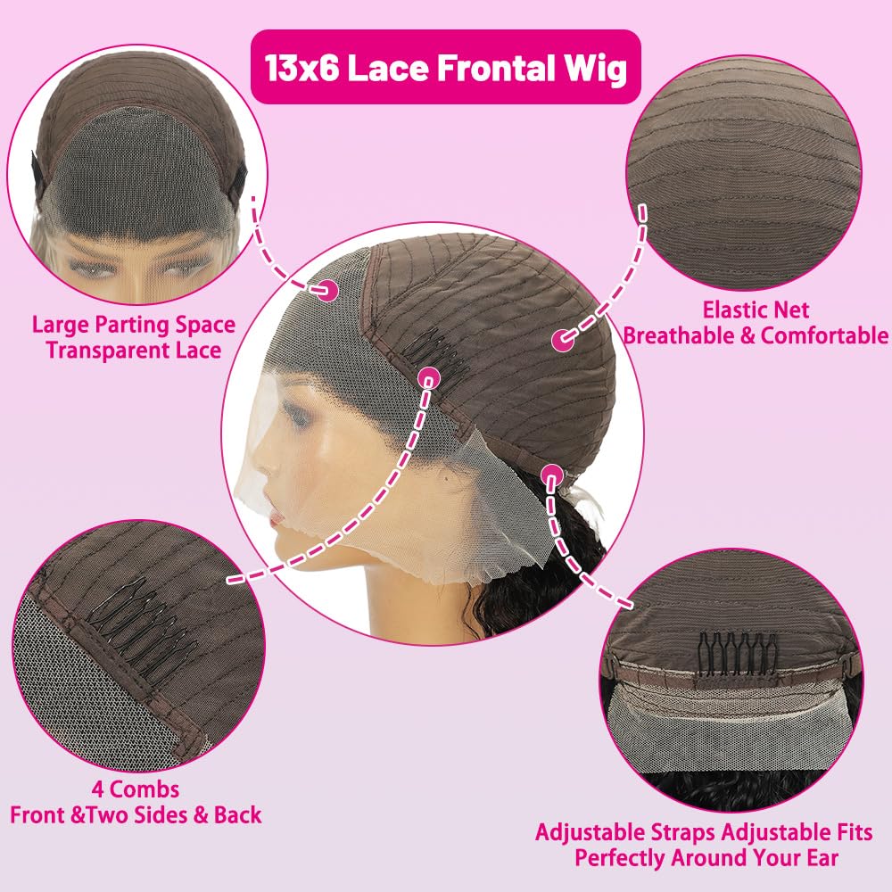 Burgundy 99J Deep Wave Human Hair Lace Front Wig 26 Inch 200 Density - Image 6