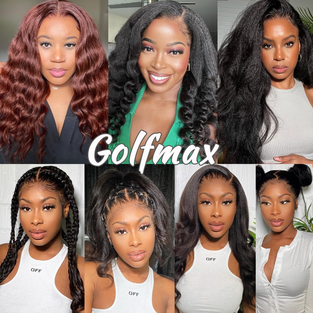 GOLFMAX Kinky Straight Lace Front Wigs Human Hair Pre Plucked With Baby Hair 180% Density Yaki Straight 13x4 Transparent HD Glueless Lace Wig Human Hair Wigs For Black Women 24 Inch - Image 4