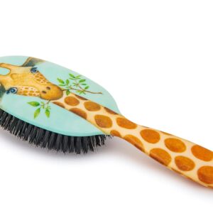 Rock & Ruddle Natural Pure Boar Bristle Hair Brush for Women and Kids (Large, 21cm) - Perfect for Wet or Dry Hair, Detangling Smoothing Blowdrying - Made in UK - Giraffe