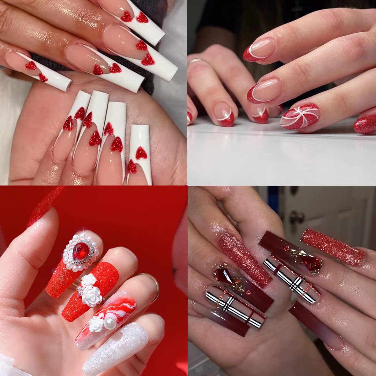 Nail Art Glitter Sequins 6 Boxes Red Crystal Diamond Nail Powder 3D Holographic Nail Art Powder Shiny Flakes Acrylic Nail Glitters Set for Valentine's Day Nail Decoration Manicure Tips Charms - Image 4