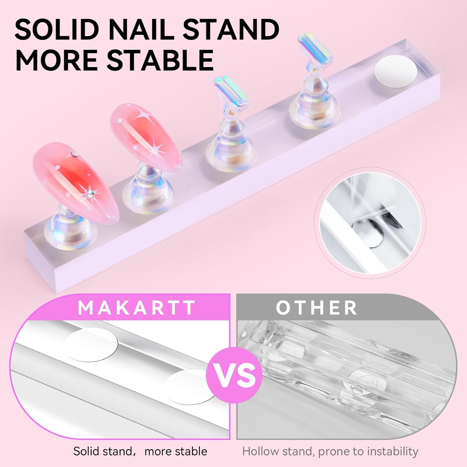 Makartt Nail Stand for Press On Nails Display Practice Art Magnetic Fake Nail Holder for Painting Nails Stand for False Nail Designs with Reusable Putty for Home DIY Beginner Salon Supplies - Image 6