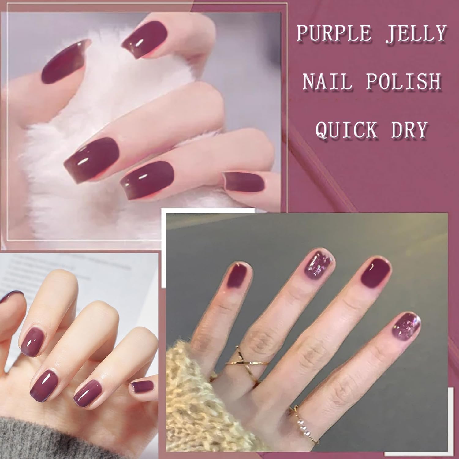 Jelly Purple Nail Polish - Quick Dry, Long Lasting Dark Purple Gel Nail Polish for Women and Girls - Image 5