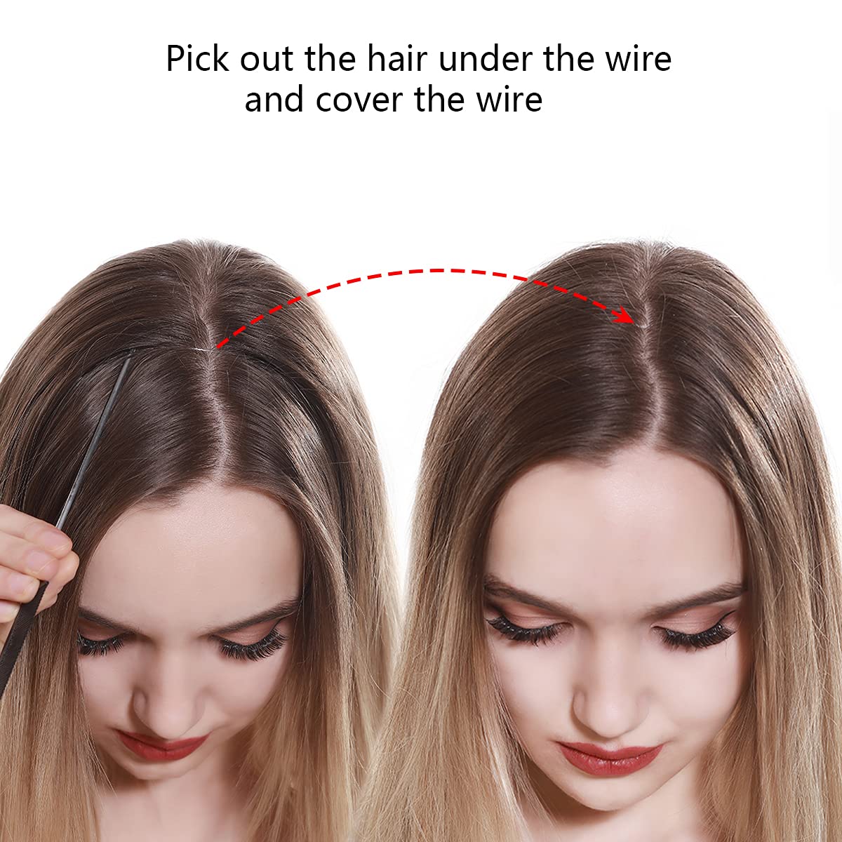 Sarla 18 Inch Wavy Curly Dirty Blonde Highlight Synthetic Hair Extensions Adjustable Headband - Image 7