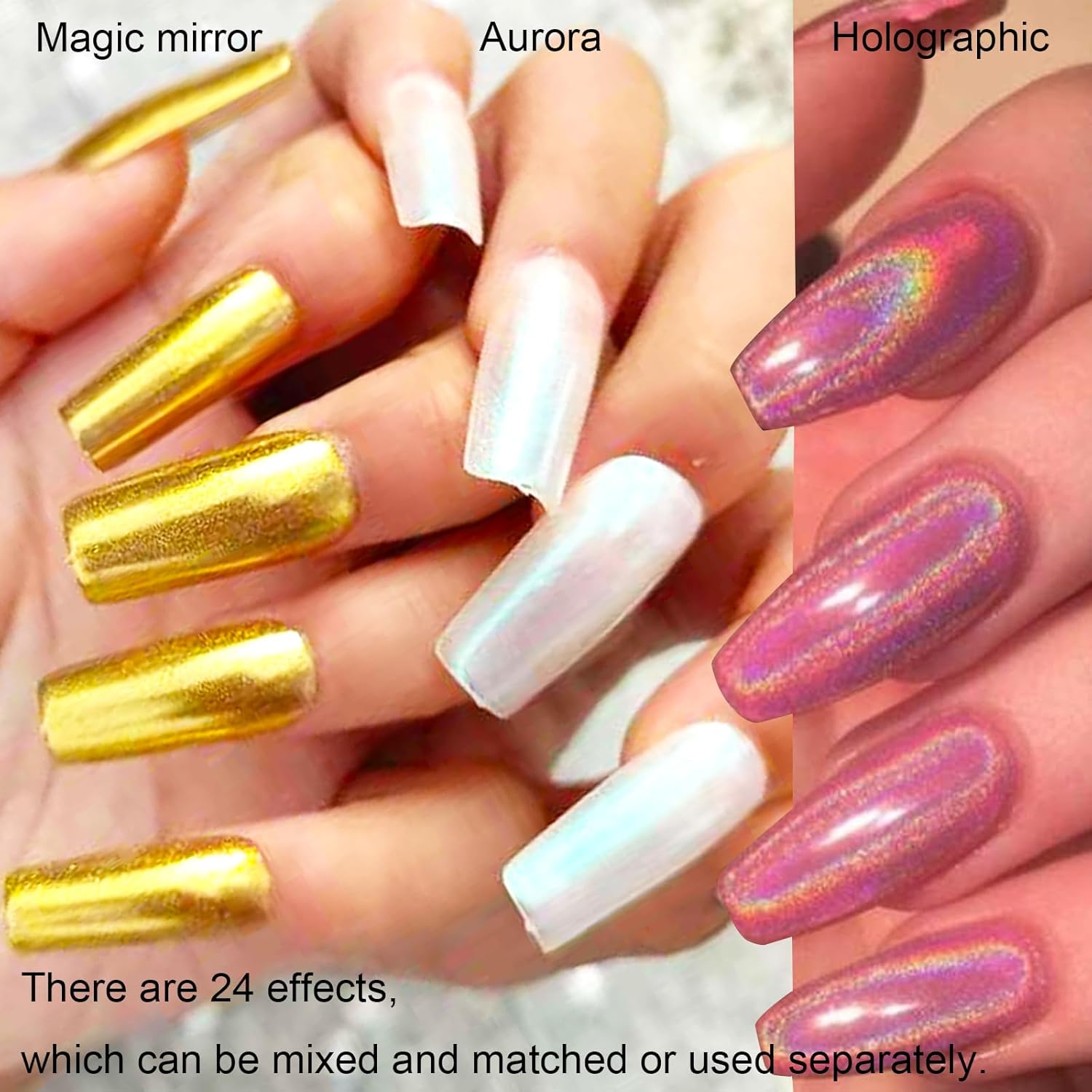 2 Boxes 24 Colors Chrome Nail Powder Set Holographic Mirror Effect 1g Grids - Image 6