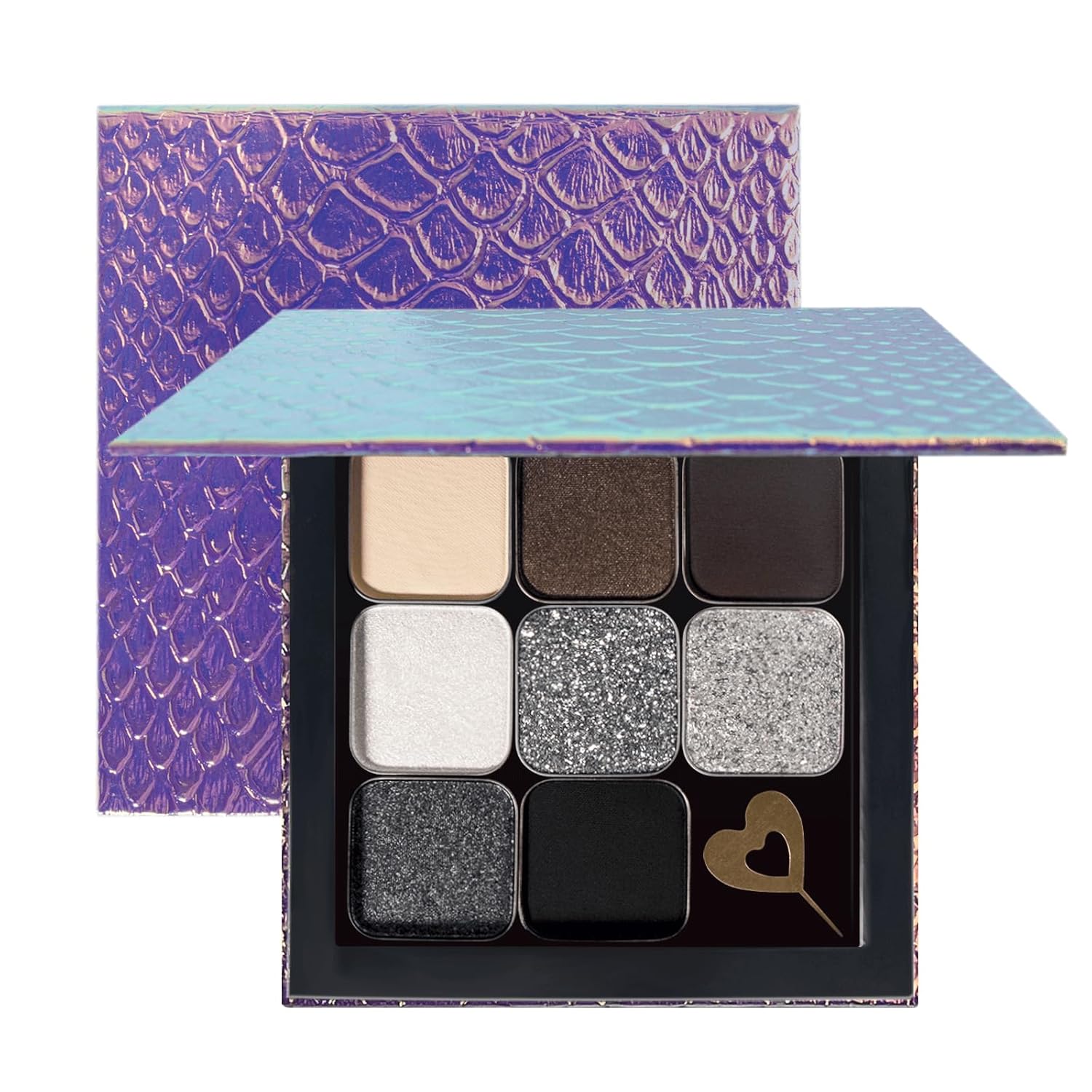 Black Smokey Eyeshadow Magnetic Palette, 8 Color Highly Pigmented Eyeshadow Powder, Single Tin Pan Diy Refillable, Small Travel Size Makeup Artist Kit Essentials (Palette-B)