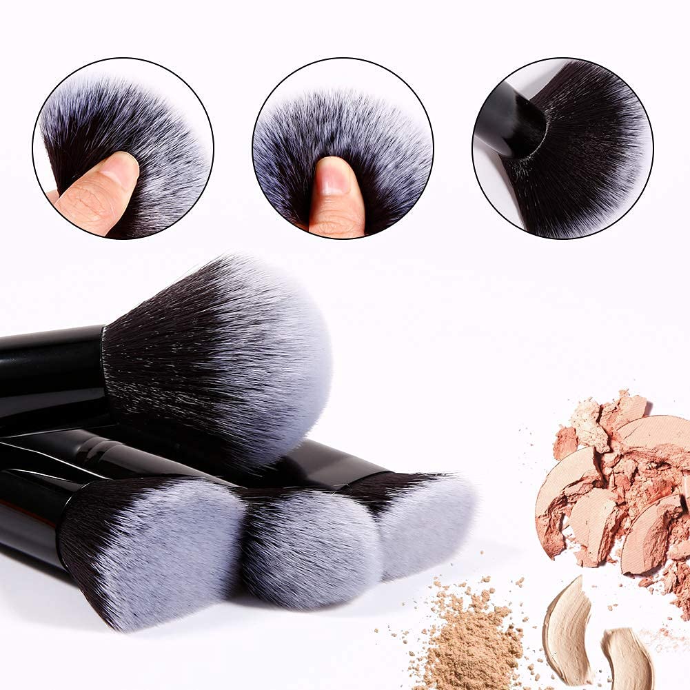 DUcare Makeup Brushes 15Pcs Premium Synthetic Kabuki Makeup Brush Set, Professional Foundation Concealers Powder Blush Blending Face Eye Shadows Black Brush Sets - Image 2