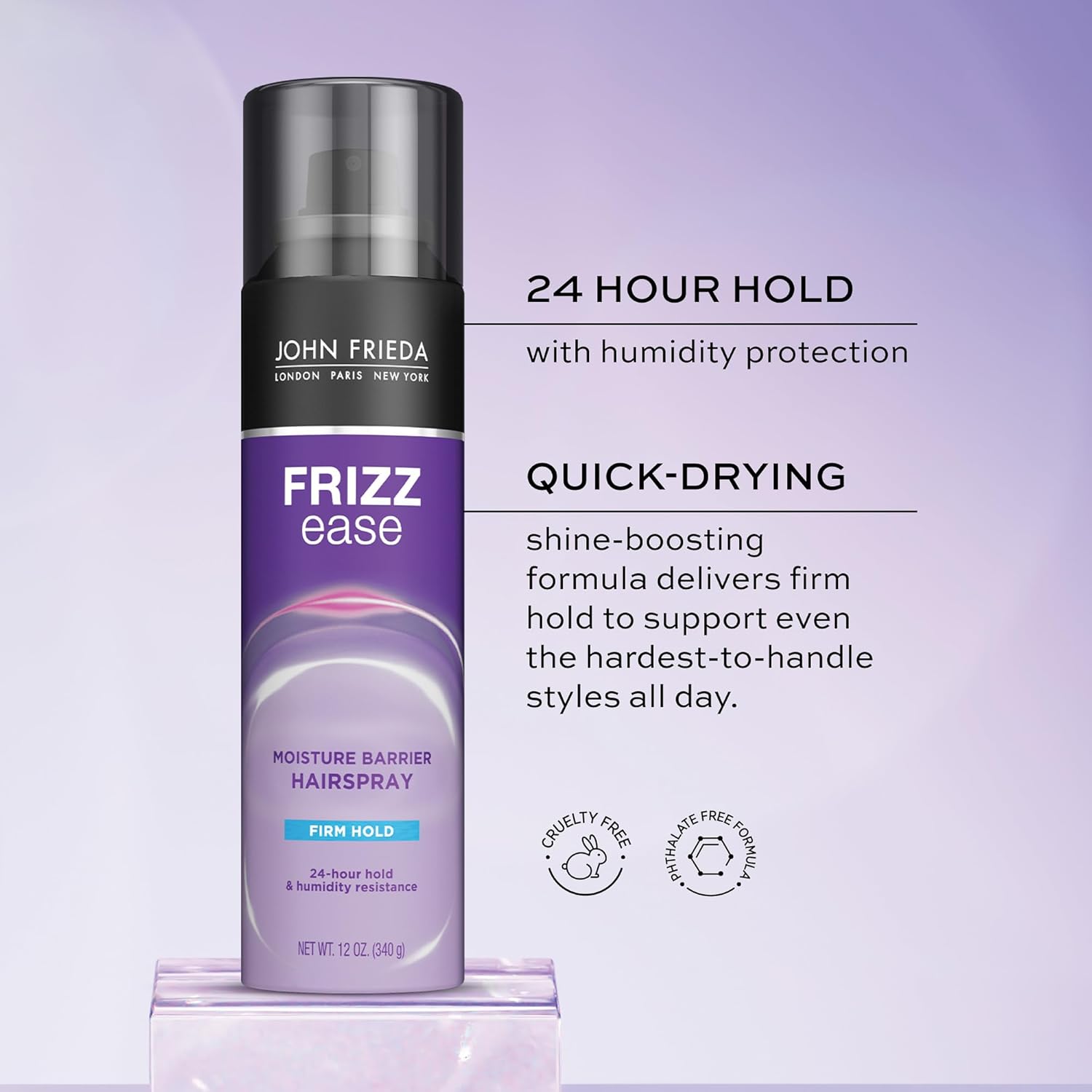 John Frieda Frizz Ease Firm Hold Hairspray 12 Oz Pack of 2 Moisture Barrier Frizz Control - Image 3