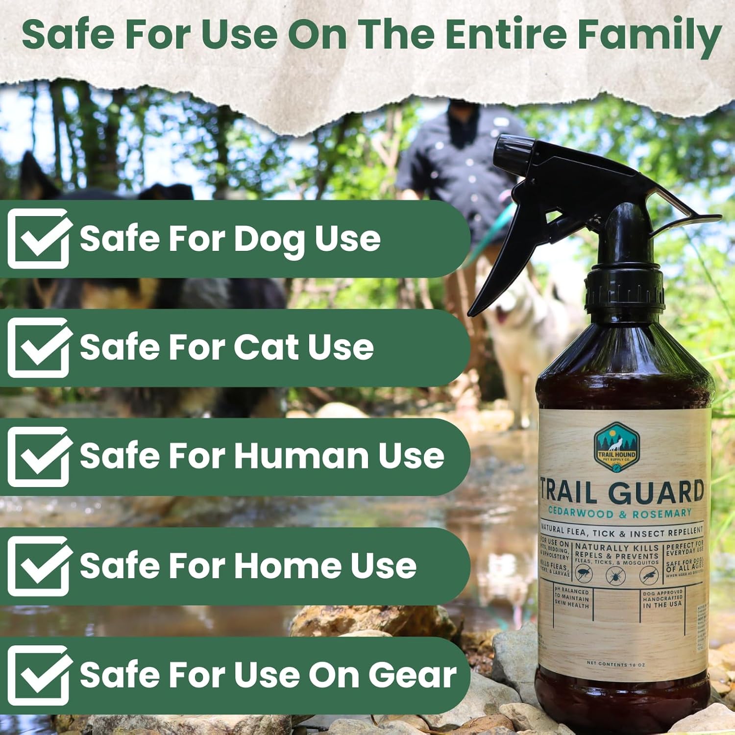Trail Guard Natural Extra Strength Insect, Flea and Tick Spray for Dogs, Cats, People & Home (16oz, Cedarwood & Rosemary) - Image 3