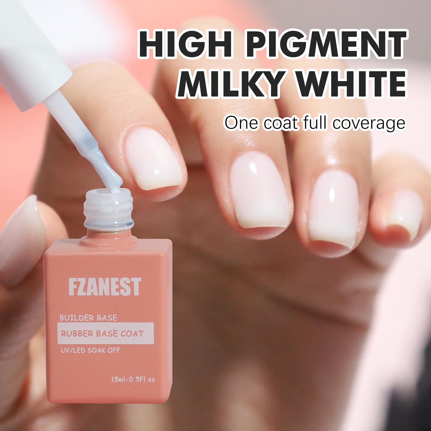 FZANEST Builder Gel For Nails, Milky White Gel Polish Rubber Base For Nail Thickening Strengthener Extension LED Lamp Cured Color Base in A Bottle - Image 6