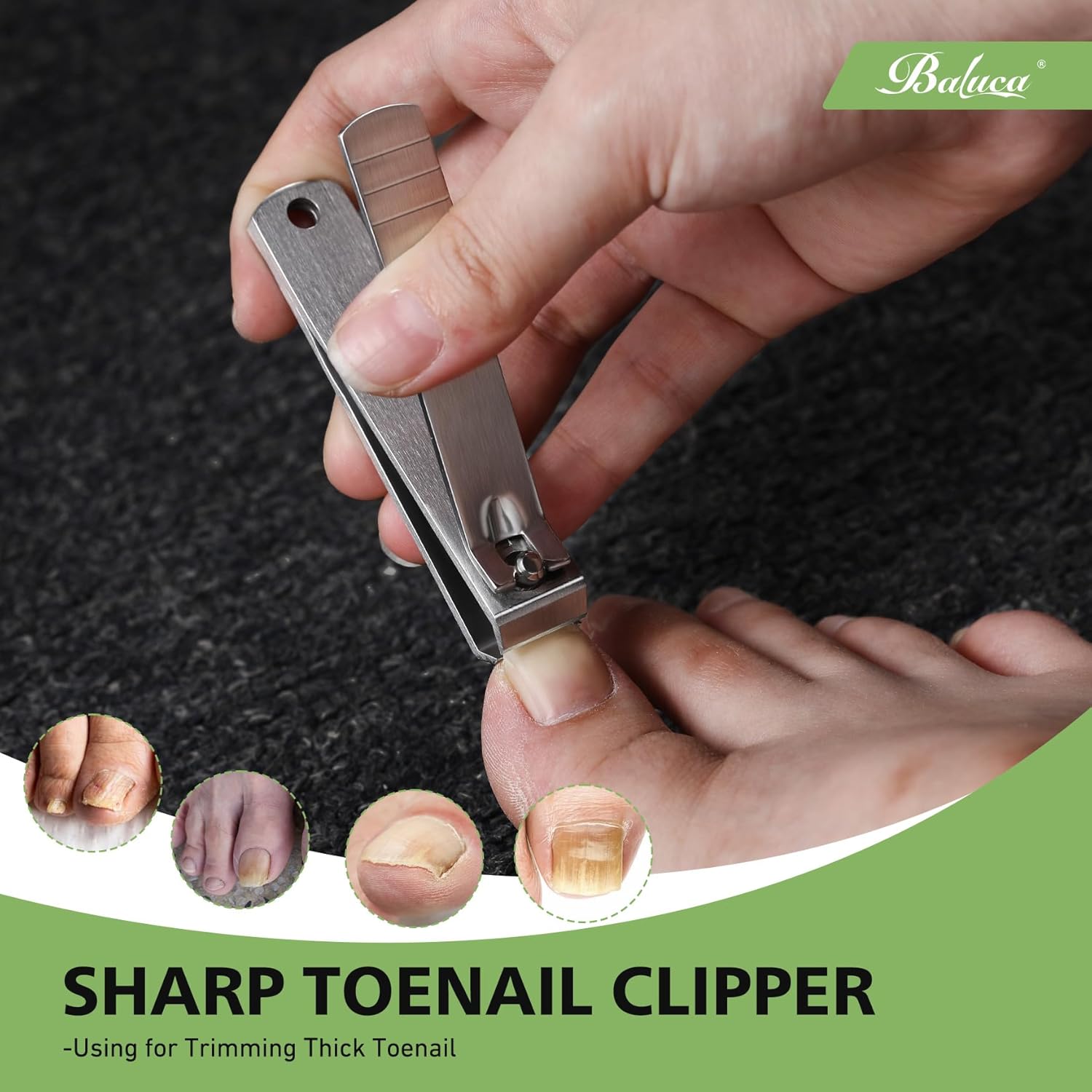 Heavy Duty Straight Blade Nail Clippers for Thick Toenails, Professional Stainless Steel Fingernail Toenail Clippers Trimmers - Thick Wide Jaw Toe Nail Clippings for Seniors, Men & Women - Silver - Image 5