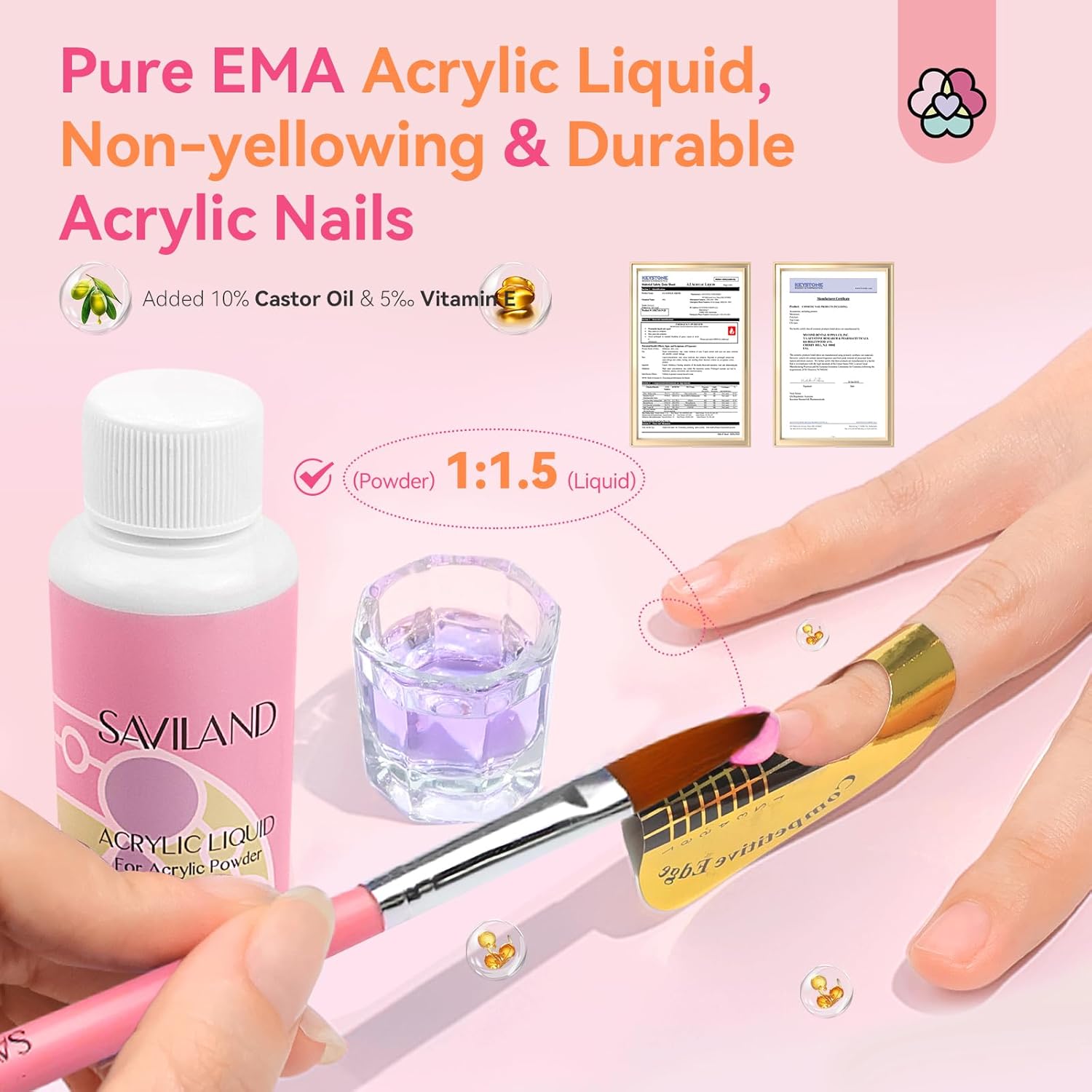 SAVILAND Acrylic Nail Kit with Drill: Professional Nail Kit Acrylic Set for Beginners with Everything Gel Polish U V Light Decorations for Home Salon Gift Set - Image 3