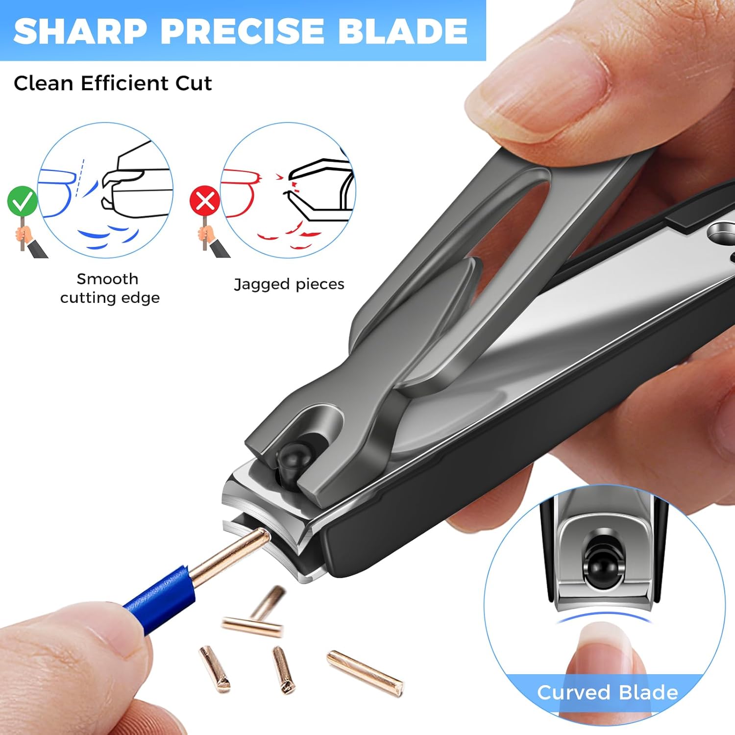 Stainless Steel Nail Clipper Set for Men and Women, 2 Pack with Catcher, Mess-Free - Image 3