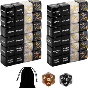 SIXPOINTS 50PCS MTG Dice Abilities Keywords Counter Counters Bulk Creature Stats Buff Tokens Dice & D20 Dice Set for Magic The Gathering, MTG, TCG, Card Games Accessories
