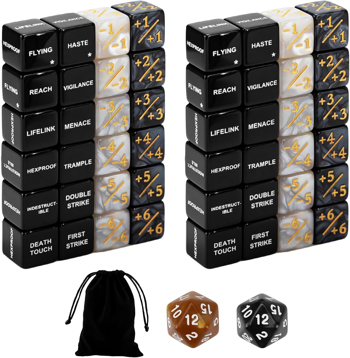 SIXPOINTS 50PCS MTG Dice Abilities Keywords Counter Counters Bulk Creature Stats Buff Tokens Dice & D20 Dice Set for Magic The Gathering, MTG, TCG, Card Games Accessories