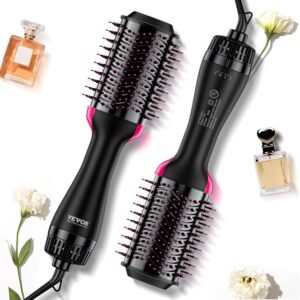 VEVOR Hair Blow Dryer Brush, 4 in 1 Hair Dryer and Styler Volumizer with Negative Ion, Ceramic Coating Barrel 75MM Oval Shape, Less Frizz & Heat Damage Hot Air Brush for Straightening Drying Curling