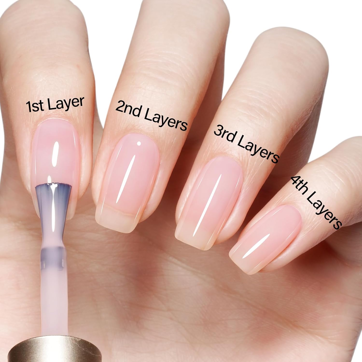 AILLSA Milky Pink Gel Nail Polish Sheer Neutral Nude Gel Polish Light Natural Color Translucent Gel Polish Long Lasting Jelly Pink Soak Off U V Gel for Spring French Manicure Nail Art 0.51 Fl Oz - Image 5