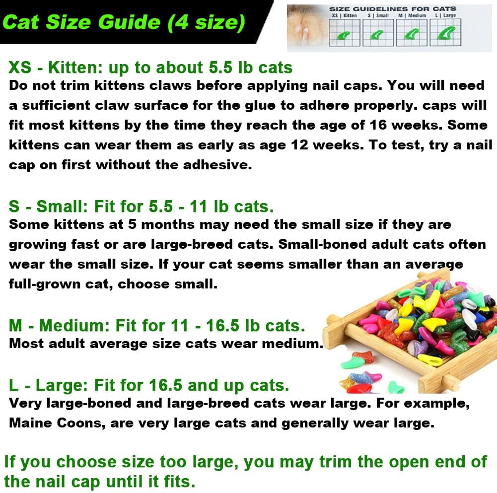 VICTHY Medium Cat Nail Caps 100 Count with Clipper Set 5 Assorted Colors New - Image 3