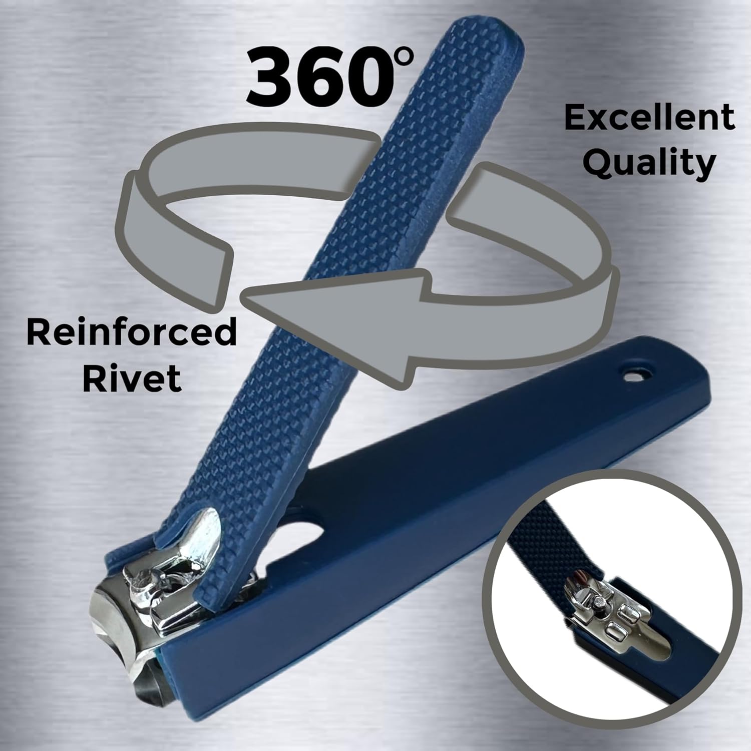 Large Navy Comfort Hold Nail Clippers with Non-Slip Grip and Built-in Catcher for Easy Use - Image 2