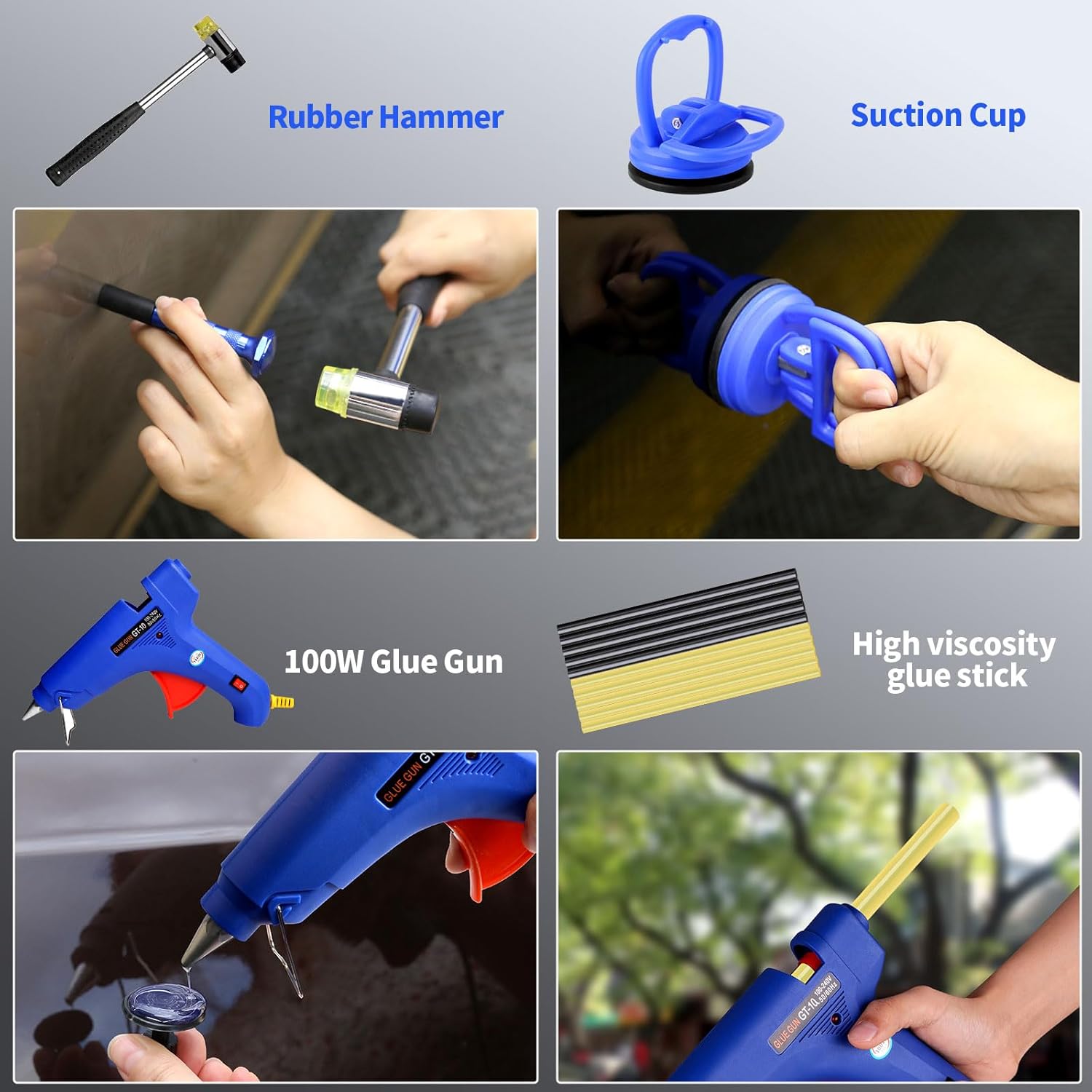 Super PDR Paintless Dent Removal Kit for Car,Body Repair Tools Dent Removal Tools, Hail Damage Repair Tools Dent Puller kit Auto Body Dent Remove Repairs 95% of Car Dents - Image 7