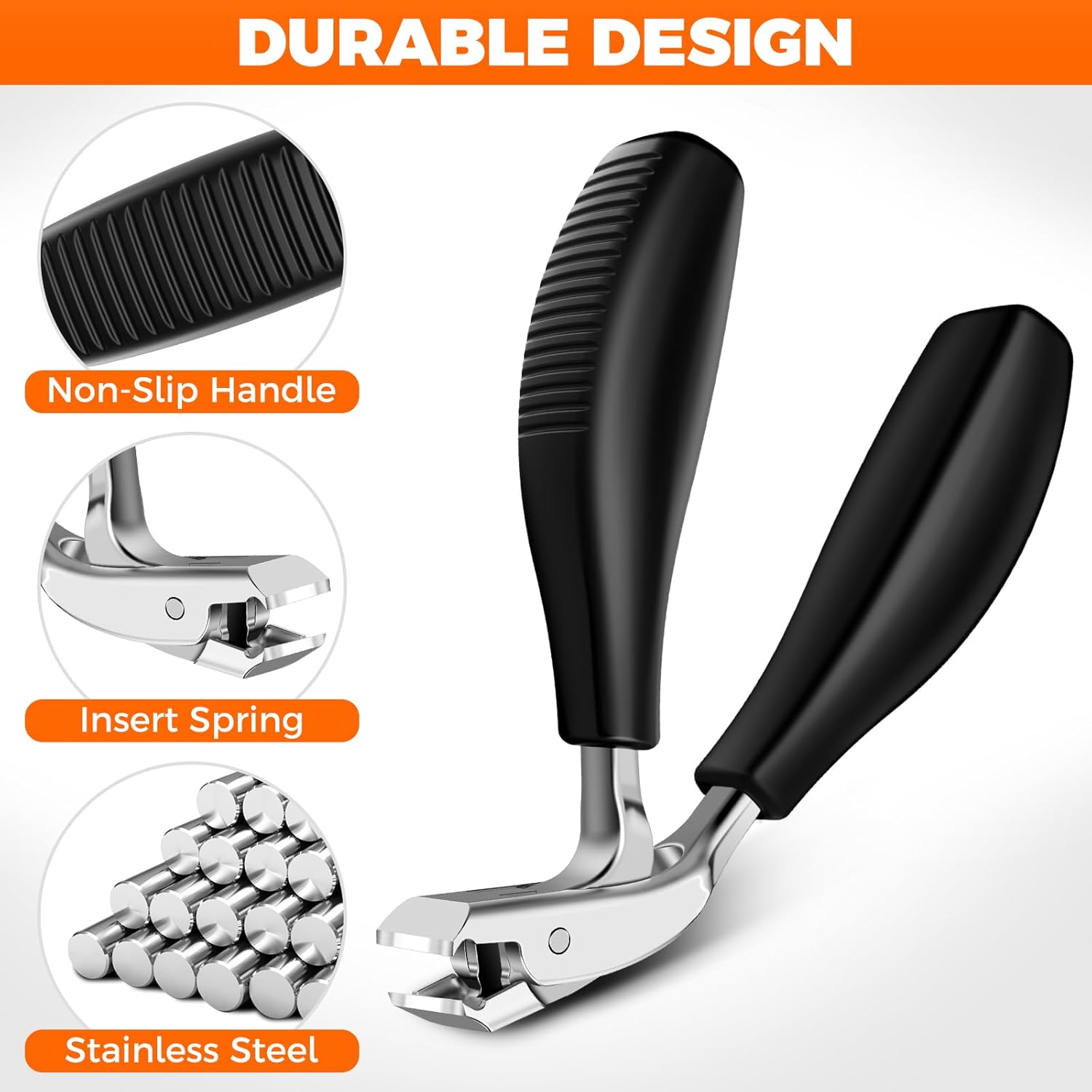 Angled Head Toe Nail Clippers for Thick Nails for Seniors, Straight Large Nail Clippers for Men with Catcher, Heavy Duty Toenail Clippers for Thick Toenails with Ergonomic Long Handle - Image 5