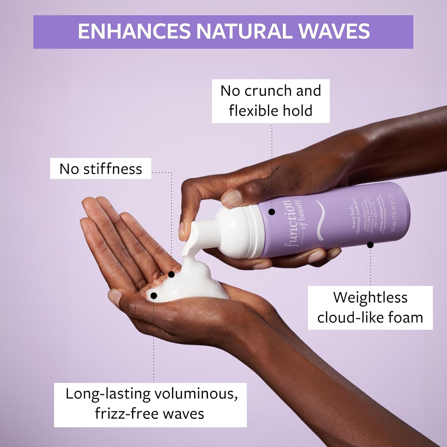 FUNCTION OF BEAUTY Zero Gravity Styling Mousse, 7 oz - Adds Volume, Defines Natural Waves While Providing a Flexible Hold Without Feeling Stiff or Crunchy - Image 3