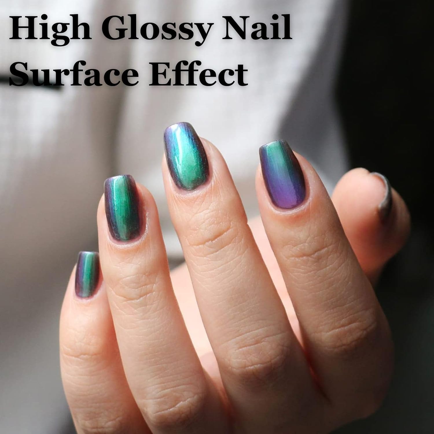 Holographic Nail Polish - Chrome Metallic Green - Long Lasting Chameleon Shimmer Iridescent Quick Dry - Image 3