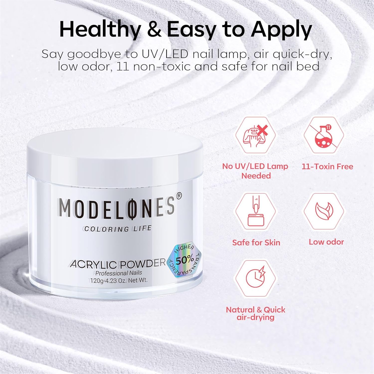 modelones Acrylic Powder, Upgraded 4.23oz Clear Acrylic Nail Powder, Crystal Clear Nail Acrylic Powder for Acrylic Nail Art 3D Nail Carving French Nail Extension, Non-Yellowing, Gifts for Women - Image 7