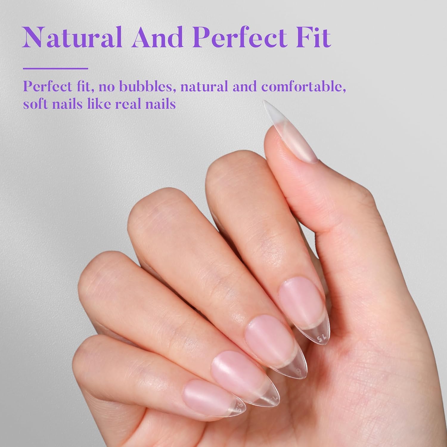 Short Almond Nail Tips 504Pcs, Jofay Fashion Pre-shaped & Etched Acrylic Fake Nails Full Cover Almond Clear Gel Nail Tips Full Matte False Nails Press On Nails for Nail Extensions DIY Salon 19 Sizes - Image 4