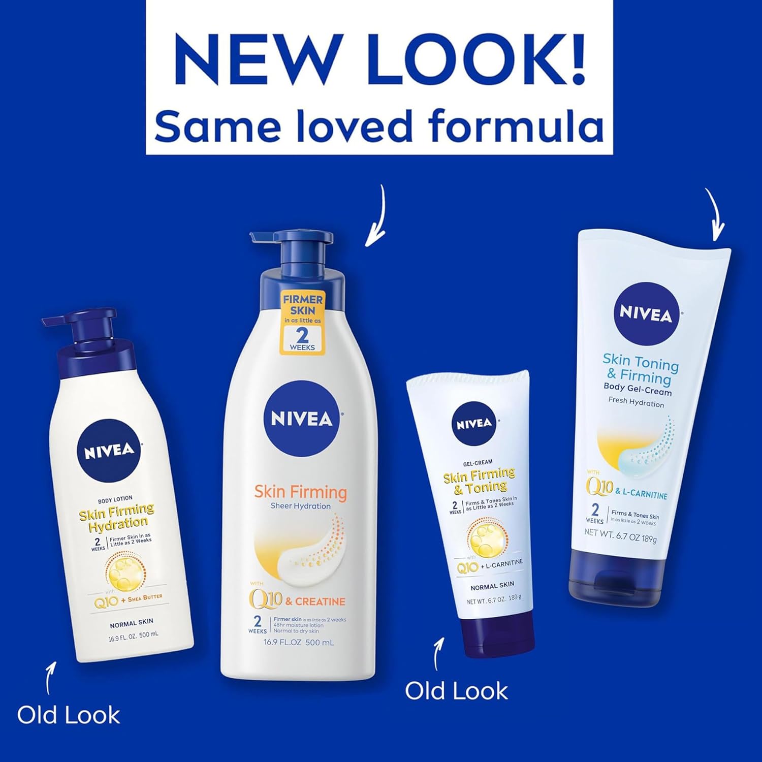NIVEA Sheer Hydration Skin Firming Body Lotion (16.9 Fl Oz) + Skin Firming & Toning Body Gel Cream with Hyaluronic Acid (6.7 Oz), Enriched with Q10 and Vitamin C - Image 2