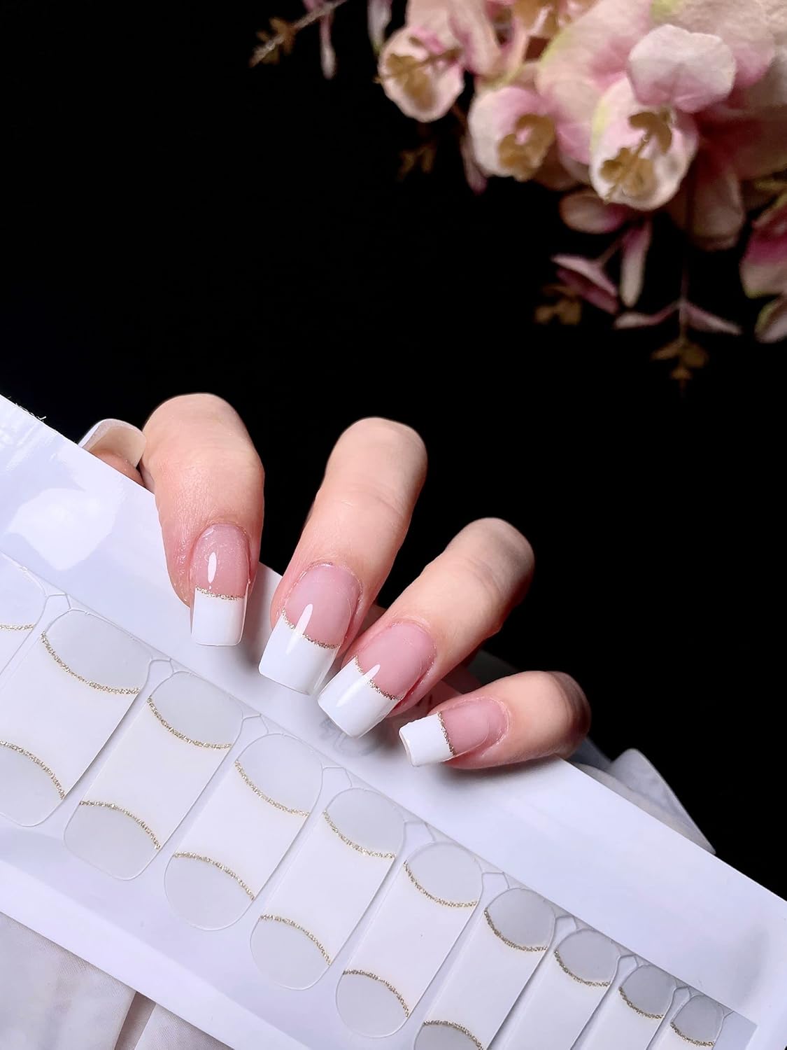 LIHI Color 22PCS Adhesion Nail Art Transfer Decals Sticker French Series DIY Nail Polish Strips,Nail Wraps, 100% Real Nail Polish,French Bent - Image 6