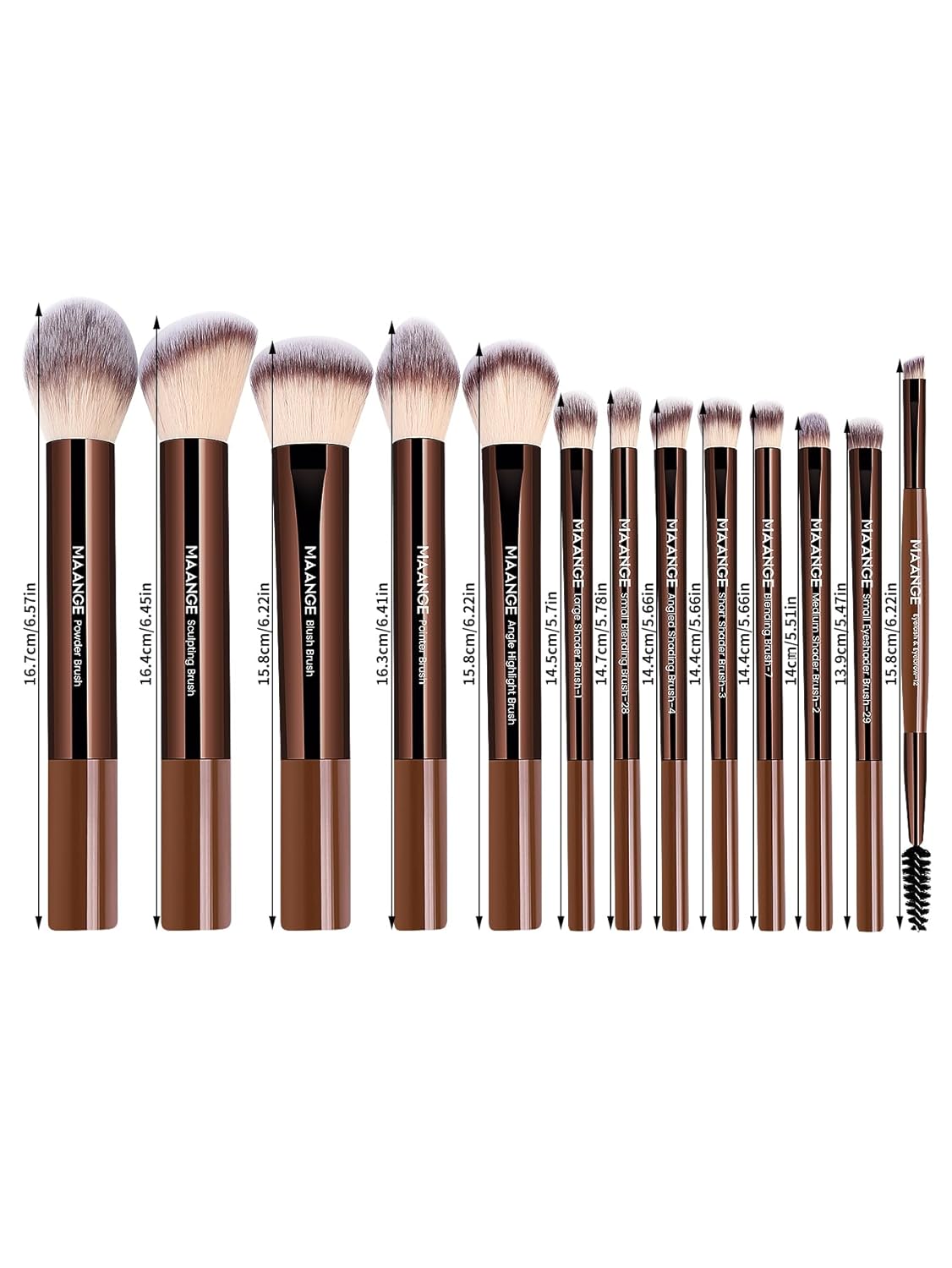MAANGE 13 PCS Makeup Brushes Professional Make Up Brushes Premium Synthetic Powder Concealers Brushes Travel Makeup Brush Set with Case (Coffee) - Image 9