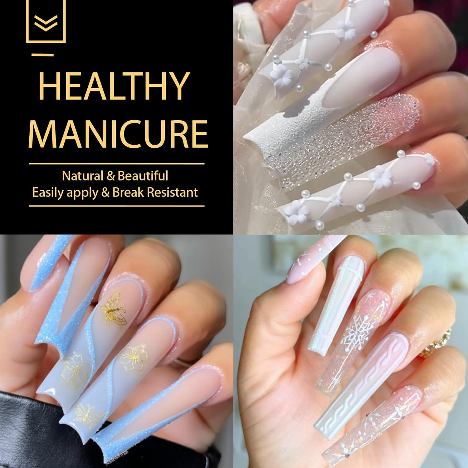 UNA GELLA Extra Long Tapered Sqaure Nail Tips, No C Curve Pre-file 120Pcs Square Press on Nails XXL Long Square Gel Nail Tips Full Cover Acrylic Straight for Nails Extension Art DIY Salon 12 Sizes - Image 8