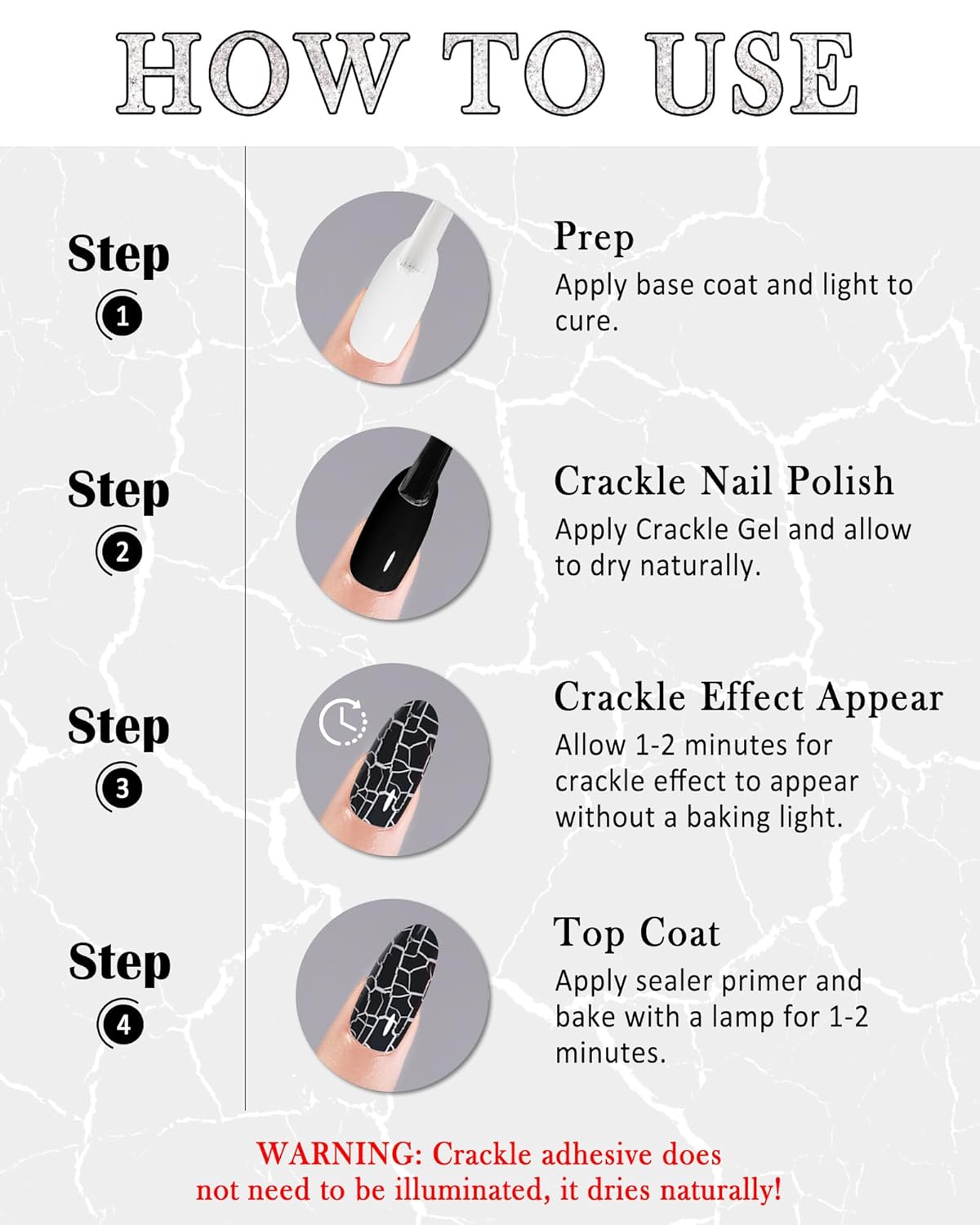 3D Crackle Gel Nail Polish,Magic Black Crackle Nail Gel Glue Polish,Unique Variegated Cool Crackle Pattern,Long-lasting Durable Natural Air-drying Styling,Home DIY Nail Gel Glue Polish for Women-12 - Image 6