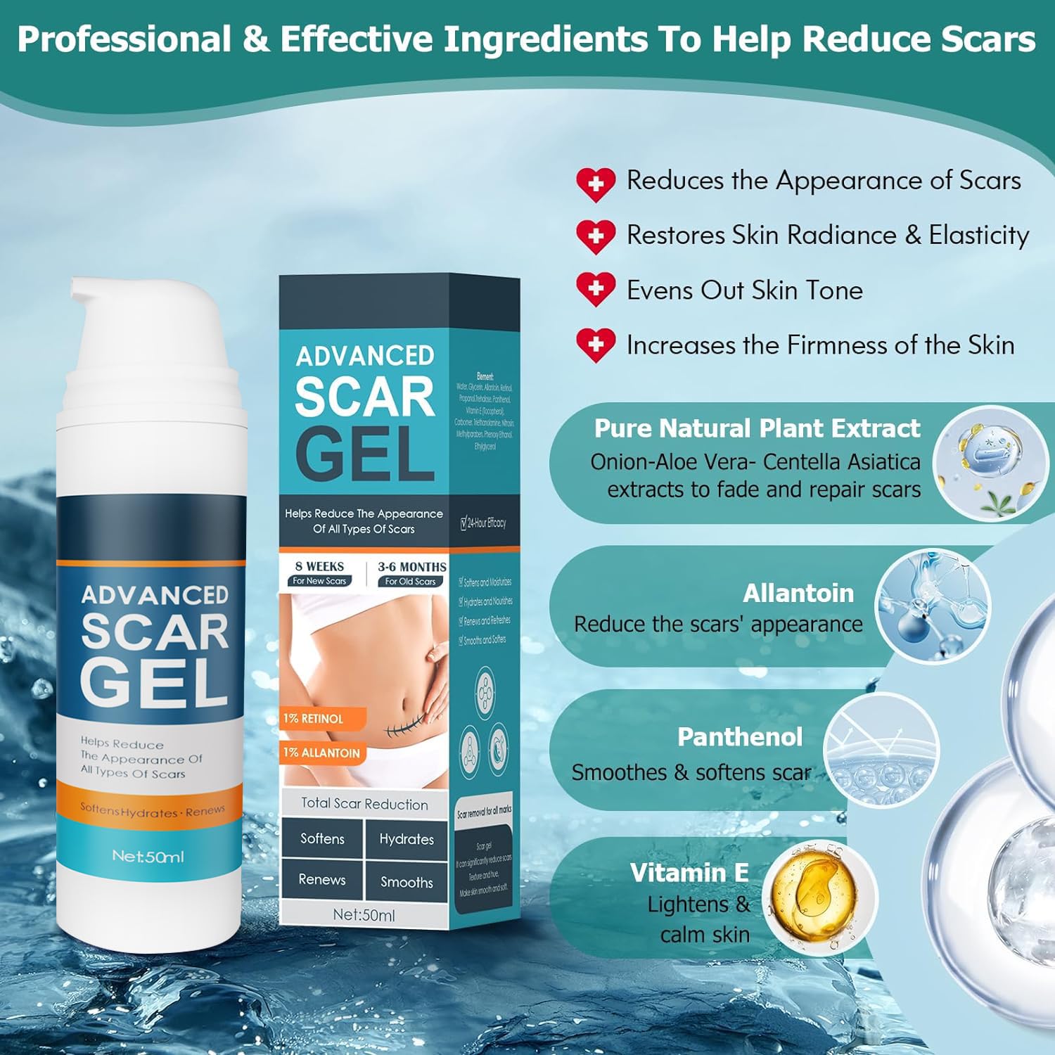 Advanced Scar Gel Cream for Surgical Scars, Burns, Acne, Stretch Marks, 1.76oz - Image 7